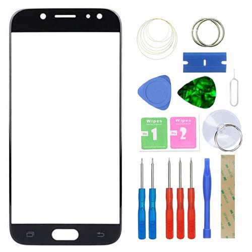 MovTEK Display Reparatur Set Frontglas Ersatz für Samsung Galaxy J5 J530 2017 Front Glas Displayglas mit Werkzeug und Kleber (Schwarz) von MovTEK