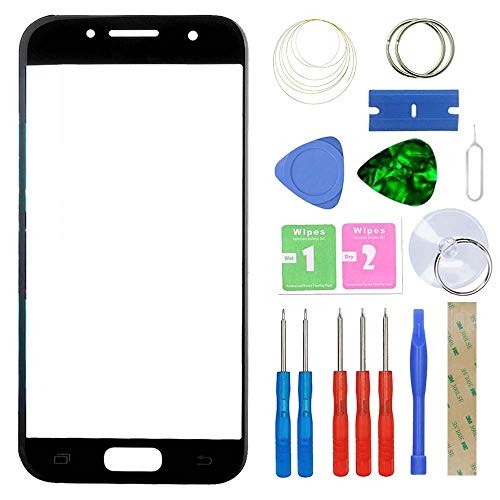 MovTEK Frontglas für Samsung Galaxy A3 2017 A320 SM-A320F (Schwarz) Displayglas Ersatz Glas Reparatur Set mit Werkzeug von MovTEK