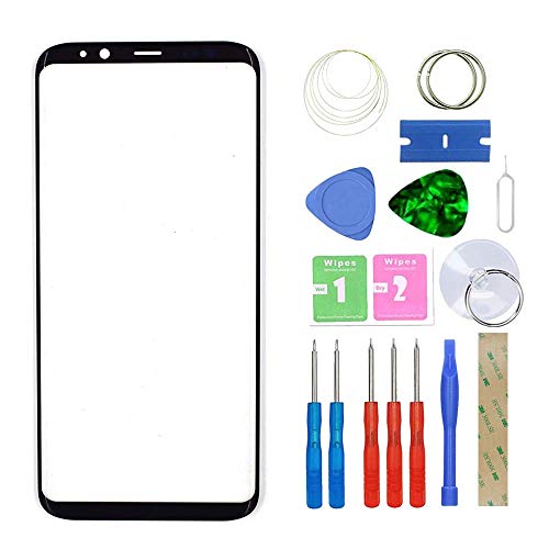 MovTEK Frontglas für Samsung Galaxy S8 G950 Serie Displayglas Ersatz Glas Reparatur Set mit Werkzeug (Schwarz) von MovTEK