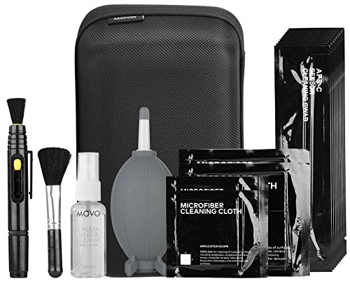 Movo DSLR Kamera Reinigungs-Kit mit 10 APS-C Sensor Bürsten, Sensor Reinigungsflüssigkeit, Rocket Luftpuster, Linsenstift, weicher Bürste, 2X kleinen & 2X großen Microfiber Tüchern & Tragetasche Movo DSLR Kamera Reinigungs-Kit mit 10 APS-C Sensor Bürsten, Sensor Reinigungsflüssigkeit, Rocket Luftpuster, Linsenstift, weicher Bürste, 2X kleinen & 2X großen Microfiber Tüchern & Tragetasche von Movo