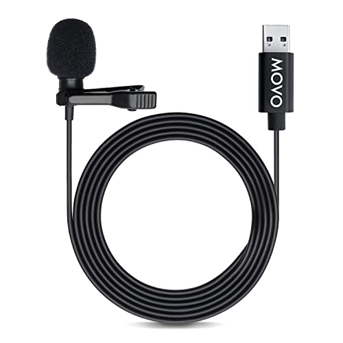Movo Kondensator-Mikro-Krawatte, omnidirektional, M1, USB, mit Befestigung für PC und Mac (20 Zoll Kabel) von Movo