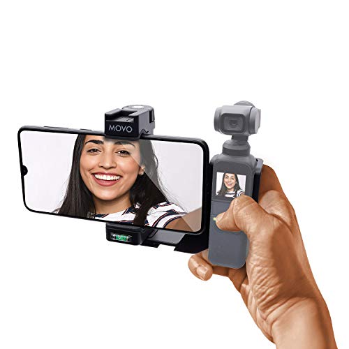 Movo OPR50 Smartphone Video Rig kompatibel mit DJI OSMO Pocket 1, 2 – inklusive Smartphone Halterung und 2 x Schuhhalterung für Video Mikrofon, Video Licht und mehr – TelefonStabilisator für von Movo