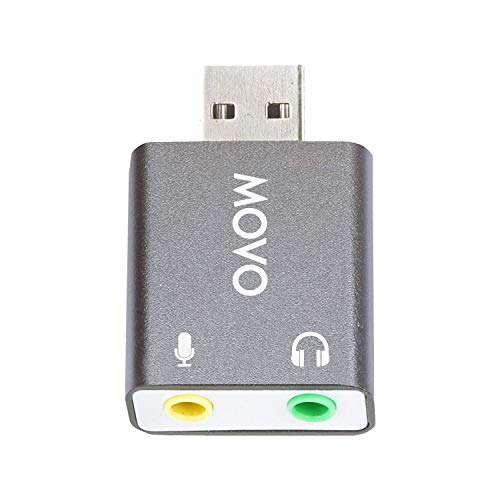 Movo USB-AC1 3,5 mm TRRS Mikrofon auf USB 2.0 Stereo Digital Audio Konverter – USB-Soundkartenadapter für Computer oder Laptop – konvertiert USB-Eingang auf 3,5 mm TRRS-Kopfhörer oder Mikrofonbuchse von Movo