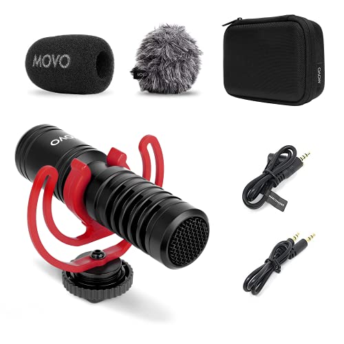 Movo VXR10-PRO Externes Videomikrofon für Kamera mit Rycote Lyre Stoßdämpfer - Kompaktes Richtrohrmikrofon und Zubehör, kompatibel mit Smartphones und DSLR-Kameras - batterieloses DSLR-Mikrofon von Movo