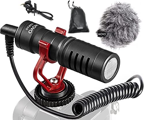 Movo VXR10 Universal Videomikrofon mit Vibrationsdämpfer Stoßdämpfer Schockhalterung, Tragetasche, für iPhone, Android Smartphones, Canon EOS, Nikon DSLR- perfektes Kameramikrofon, Richtrohrmikrofon von Movo