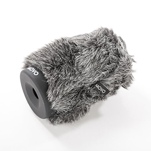 Movo WS-G100 Pelzig-Starrer Windschutz für Mikrofone, 18-23mm im Durchmesser und bis zu 10cm (3.9") lang - dunkelgrau von Movo