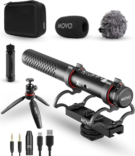 Movo X1 Supernierenmikrofon – 3,5 mm/XLR/USB-C-Kameramikrofon für DSLR, Smartphones und Computer – professionelles On-Kamera-Mikrofon mit fortschrittlicher Audiosteuerung, Stativ und Zubehör Movo X1 Supernierenmikrofon – 3,5 mm/XLR/USB-C-Kameramikrofon für DSLR, Smartphones und Computer – professionelles On-Kamera-Mikrofon mit fortschrittlicher Audiosteuerung, Stativ und Zubehör von Movo