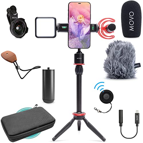Movo iVlog1 iPhone Vlogging Kit - YouTube Starter Kit kompatibel mit Lightning - mit Jagdgewehrmikrofon, Mini-Stativ, LED-Licht, Weitwinkelobjektiv, Lightning Adapter - Movo iVlog1 iPhone Vlogging Kit - YouTube Starter Kit kompatibel mit Lightning - mit Jagdgewehrmikrofon, Mini-Stativ, LED-Licht, Weitwinkelobjektiv, Lightning Adapter - von Movo