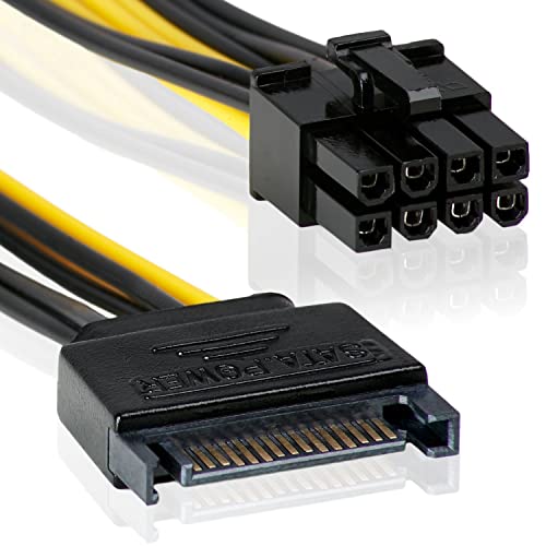 15-Pin auf 8 Pin | 20cm |Netzteil-Adapter-Kabel 15-polig SATA-Anschluss auf 8-polig | ATX12V | P8-Stecker schwarz/Gelb - MOVOJA von Movoja
