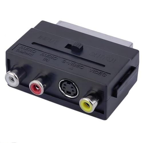 Scart Adapter | 2x Audio Cinch + 1x Video Cinch zu Scart | RCA Adapter | S-Video Chinch-Adapter Scart-Kabel Verteiler Y-Verteiler Umschalter AV Adapter Klinken-stecker-MOVOJA von Movoja