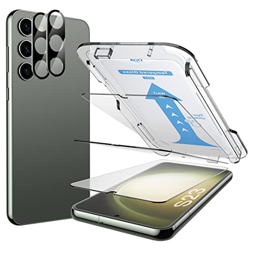 Mowei 3+2 Stück Displayschutz für Galaxy S23 Glas Schutzfolie, 3X 9H Schutzglas & 2X kameraschutz [Fingerabdruck-ID unterstützen] Hüllenfreundlich Kompatibel mit Samsung S23 von Mowei
