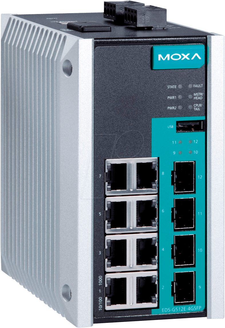 MOXA EDSG512E4GS - Switch, 12-Port, Gigabit Ethernet, SFP von Moxa