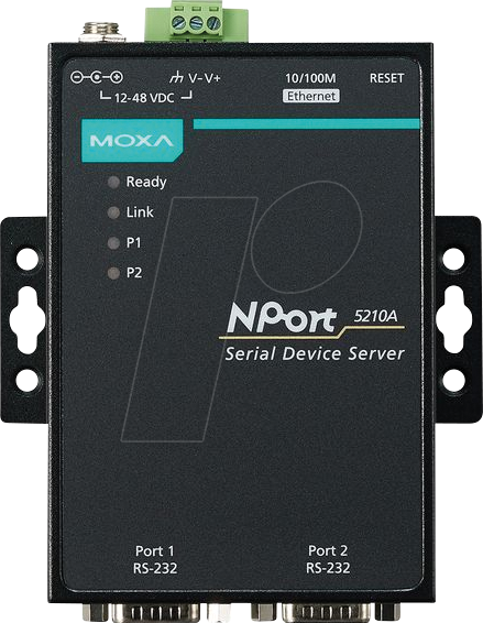MOXA NPORT5210AT - Geräteserver, 1x RJ45, 2x RS-232, DB9 von Moxa