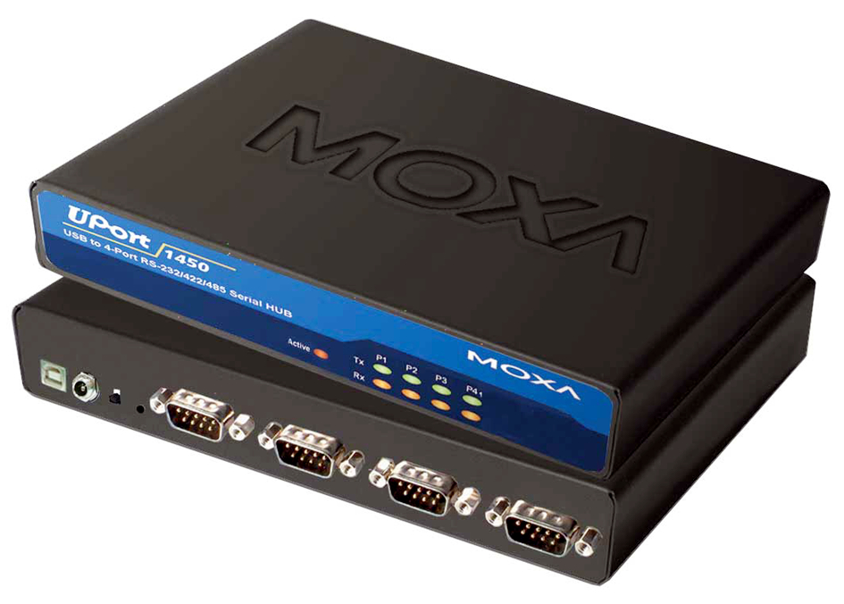 MOXA USB 2.0 auf RS-232 Hub, 4-fach, Desktop, ohne Netzteil von Moxa
