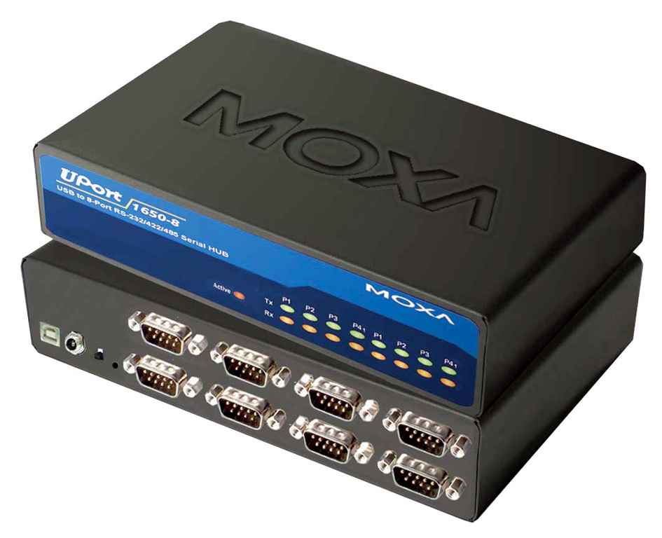 MOXA USB 2.0 auf RS-232 Hub, 8-fach, Desktop, mit Netzteil von Moxa
