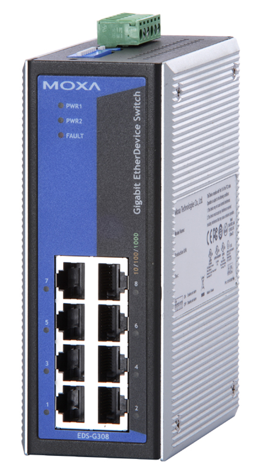 MOXA Unmanaged Industrial Gigabit Ethernet Switch, 8 Port von Moxa