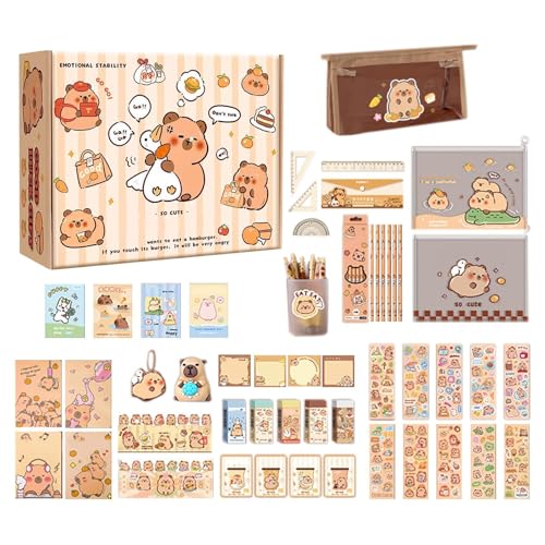 Moxeupon Schreibwarenset Für Mädchen - Tierisches Design Kinder Schreibwarenset - Wiederverwendbare Schulzubehör Für Schreiben Zeichnen Tagebuchführen Scrapbooking von Moxeupon