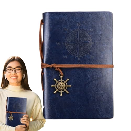 Moxeupon Vintage Notizbuch Tagebuch,Arbeitsnotizbuch Mit Piratendesign Schreibjournal | Retro-Schreibheft mit Glattem Schreibgefühl Schulbedarf & Bürozubehör für Damen Herren Jugendliche von Moxeupon