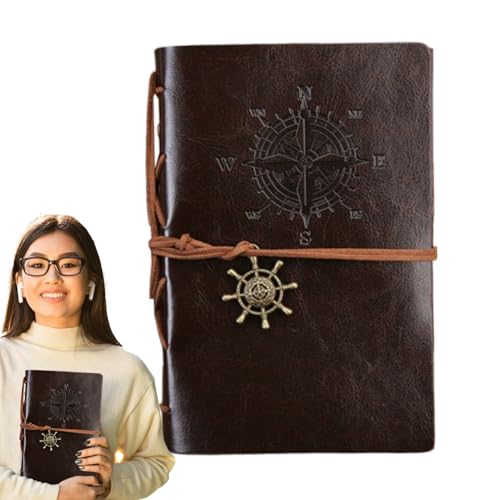 Moxeupon Vintage Skizzenbuch | Arbeitsnotizbuch Mit Piratendesign Schreibjournal | Retro-Schreibheft mit Glattem Schreibgefühl Schulbedarf & Bürozubehör für Damen Herren Jugendliche von Moxeupon