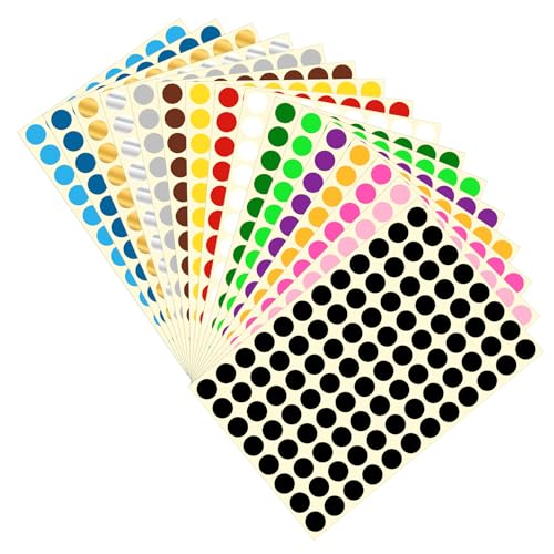 1536 Stück Bunt Klebepunkte Selbstklebend Aufkleber 16 mm Rund Punktaufkleber Farbcodepunkte Aufkleber Kleine Dot Aufkleber für Kalender Planer Basteln Papier DIY geschenk, 16 Blätt 1536 Stück Bunt Klebepunkte Selbstklebend Aufkleber 16 mm Rund Punktaufkleber Farbcodepunkte Aufkleber Kleine Dot Aufkleber für Kalender Planer Basteln Papier DIY geschenk, 16 Blätt von Mozeat Lens