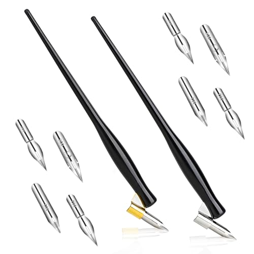 Federhalter und Halter Set, mit 2 Federhalter 8 Federn Federhalter Kalligraphie Federhalter Zeichenfeder Schönschreibfüller Schreibfeder Stifthalter Kalligrafie Set für Karikaturisten Künstler Comics Federhalter und Halter Set, mit 2 Federhalter 8 Federn Federhalter Kalligraphie Federhalter Zeichenfeder Schönschreibfüller Schreibfeder Stifthalter Kalligrafie Set für Karikaturisten Künstler Comics von Mozeat Lens