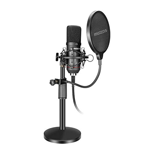 Mozos MKIT-900PRO Kondensatormikrofon-Set Professionelles USB Studio Mikrofon Ständer Popfilter 100 Hz – 18000 Hz, Schwarz Mozos MKIT-900PRO Kondensatormikrofon-Set Professionelles USB Studio Mikrofon Ständer Popfilter 100 Hz – 18000 Hz, Schwarz von Mozos