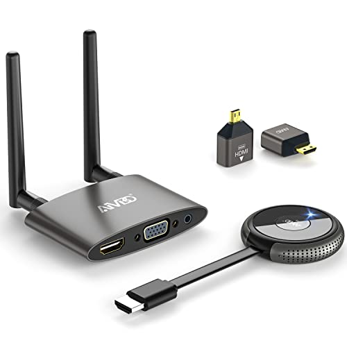 HDMI Wireless, MpioLife 4K/5G Wireless HDMI Transmitter und Receiver, Wireless HDMI/VGA Dual Screen, 164FT/50M Video/Audio HDMI Funkubertragung für Laptop/PC/Kamera, HDTV/Projektor/Monitor, Schwarz von MpioLife