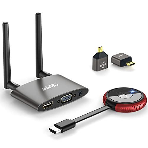 Wireless HDMI, 5GHz/HD Wireless HDMI Sender und Empfänger, MpioLife Wireless HDMI/VGA Dual Screen,164FT/50M Video/Audio Screen Casting für Laptop/PC/Kamera zu HDTV/Projektor/Monitor,für TikTok/YouTube von MpioLife