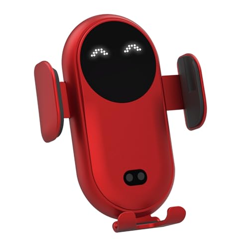 Handyhalterung Auto mit Ladefunktion, Auto-Drahtlos-Ladegerät Handyhalter, Induktive Ladestation Auto, Dual-Coil Wireless Charger Auto, 360° Drehbar Handyhalter für Auto Lüftung (Rot) von MplehDa