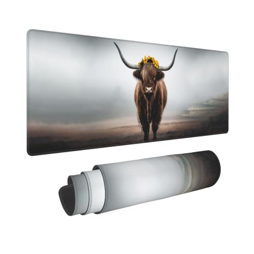 Highland Cow Gaming-Mauspad, groß, rutschfeste Gummiunterseite, XL, 80 x 30 cm, Tastatur-Mauspad, Schreibtischunterlage mit genähten Kanten für Gamer, Zuhause und Büro Highland Cow Gaming-Mauspad, groß, rutschfeste Gummiunterseite, XL, 80 x 30 cm, Tastatur-Mauspad, Schreibtischunterlage mit genähten Kanten für Gamer, Zuhause und Büro von Mqtzyiwx
