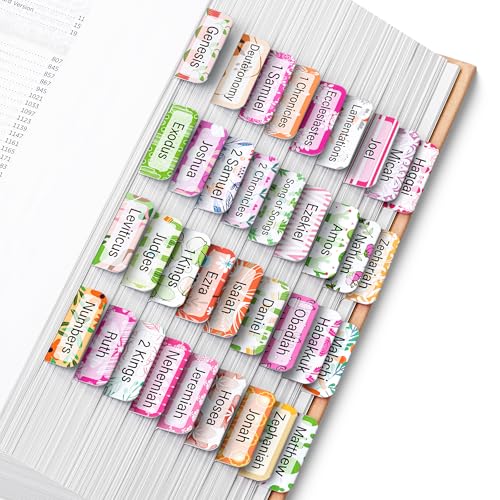 Mr. Pen - Bibel-Tabs, 120 Stück, Blumendesign, laminierte Bibelreiter zum Studium der Bibel, Bibelreiter, Altes und Neues Testament, Bibelbuch-Tabs, Tabs für Bibel, von Mr. Pen