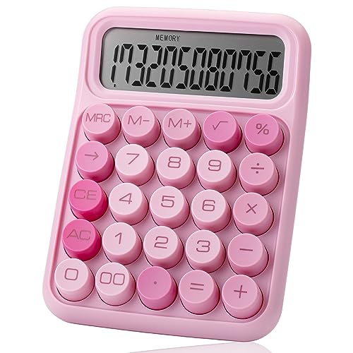 Mr. Pen - Mechanischer Schalterrechner, 12 Ziffern, großes LCD-Display, rosa Taschenrechner große Tasten, mechanischer Taschenrechner, Taschenrechner Tischrechner, niedlicher Taschenrechner, von Mr. Pen