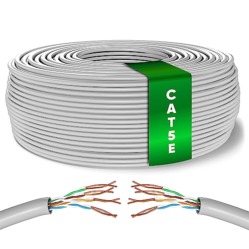 Mr. Tronic 100m Ethernet Netzwerkkabel Cat 5E, LAN Netzwerkkabel Für Schnelle & Zuverlässige Internet, AWG24 Massenkabel Cat 5E | Bulk Kabel 1 Gbps, 100 MHz, UTP CCA (100 Meter, Grau) von Mr. Tronic
