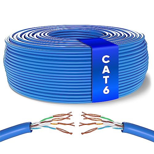 Mr. Tronic 100m Ethernet Netzwerkkabel Cat 6, LAN Netzwerkkabel Für Schnelle & Zuverlässige Internet, AWG24 Massenkabel Cat 6 | Bulk Kabel 1 Gbps, 250 MHz, UTP CCA (100 Meter, Blau) von Mr. Tronic