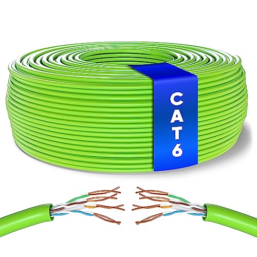 Mr. Tronic 100m Ethernet Netzwerkkabel Cat 6, LAN Netzwerkkabel Für Schnelle & Zuverlässige Internet, AWG24 Massenkabel Cat 6 | Bulk Kabel 1 Gbps, 250 MHz, UTP CCA (100 Meter, Grün) von Mr. Tronic