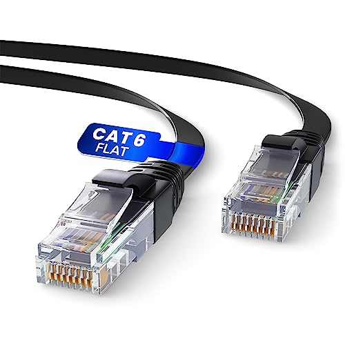 Mr. Tronic 10m Flaches Ethernet Netzwerkkabel Cat 6, LAN Netzwerkkabel mit RJ45 Anschlüssen Für Schnelle & Zuverlässige Internet, AWG24 Flach Patchkabel Cat 6 | 1 Gbps UTP CCA (10 Meter, Schwarz) von Mr. Tronic