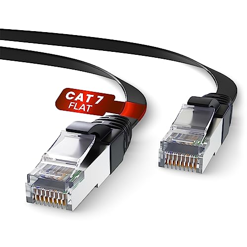 Mr. Tronic 10m Flaches Ethernet Netzwerkkabel Cat 7, LAN Netzwerkkabel mit RJ45 Anschlüssen Für Schnelle & Zuverlässige Internet, Flach Patchkabel Cat 7 | 10 Gbps SFTP (10 Meter, Schwarz) von Mr. Tronic