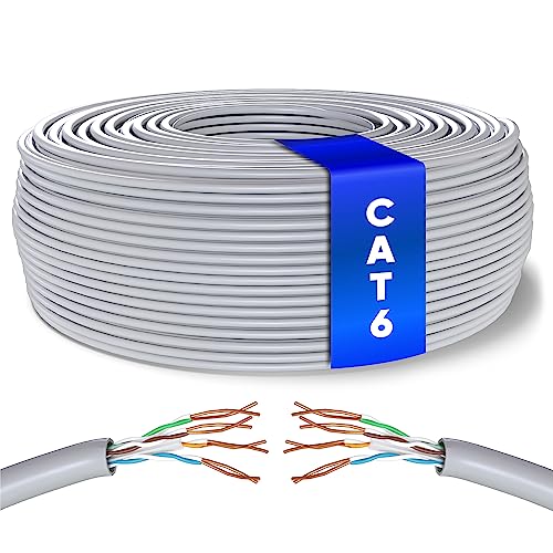 Mr. Tronic 150m Ethernet Netzwerkkabel Cat 6, LAN Netzwerkkabel Für Schnelle & Zuverlässige Internet, AWG24 Massenkabel Cat 6 | Bulk Kabel 1 Gbps, 250 MHz, UTP CCA (150 Meter, Grau) von Mr. Tronic