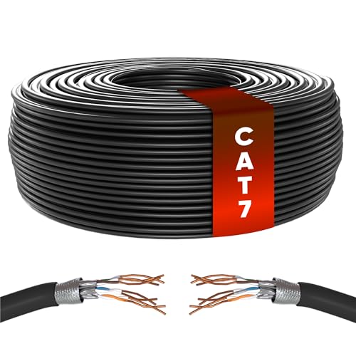 Mr. Tronic 25m Ethernet Netzwerkkabel Cat 7, 100% Reines Kupfer LAN Netzwerkkabel Für Schnelle & Zuverlässige Internetverbindung, AWG24, 10 Gbps, SFTP, Bulk Cat7 Kupfer kabel (25 Meter, Zwart) von Mr. Tronic