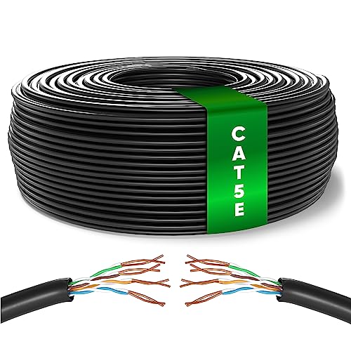 Mr. Tronic 50m Ethernet Netzwerkkabel Cat 5E, LAN Netzwerkkabel Für Schnelle & Zuverlässige Internet, AWG24 Massenkabel Cat 5E | Bulk Kabel 1 Gbps, 100 MHz, UTP CCA (50 Meter, Schwarz) von Mr. Tronic