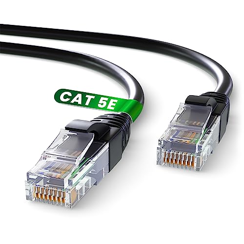 Mr. Tronic 5m Ethernet Netzwerkkabel Cat 5E, LAN Netzwerkkabel mit RJ45 Anschlüssen Für Schnelle & Zuverlässige Internetverbindung, AWG24 Patchkabel Cat 5E | 1 Gbps UTP CCA (5 Meter, Schwarz) von Mr. Tronic