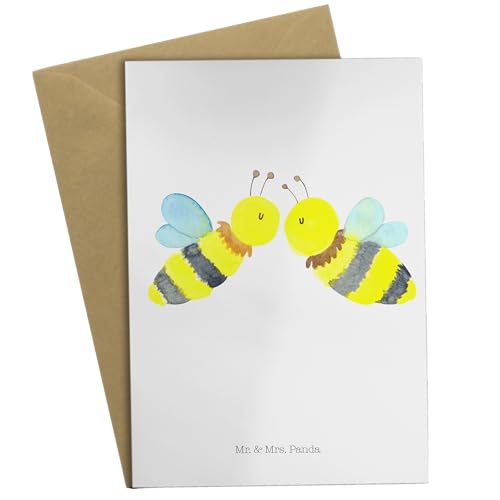 Mr. & Mrs. Panda Grußkarte Biene Liebe - Geschenk, Hochzeitskarte, Wespe, Klappkarte, Einladungskarte, Hummel, Geburtstagskarte, Glückwunschkarte von Mr. & Mrs. Panda