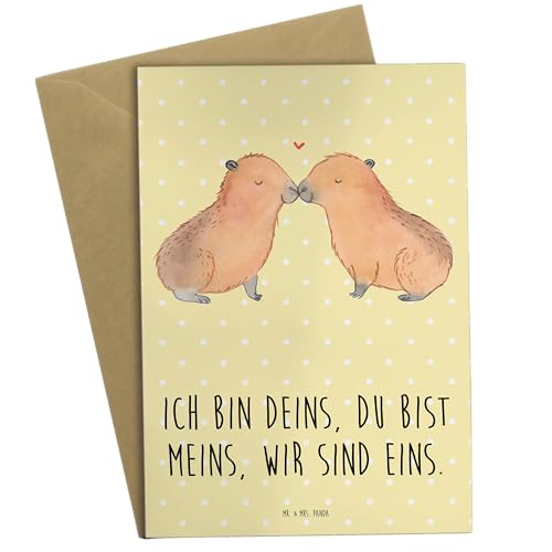 Mr. & Mrs. Panda Grußkarte Capybara Liebe - Geschenk, Geburtstagskarte, Handgezeichnet, Hochzeitskarte, lustige Sprüche, Tiermotive, Du bist meins, von Mr. & Mrs. Panda
