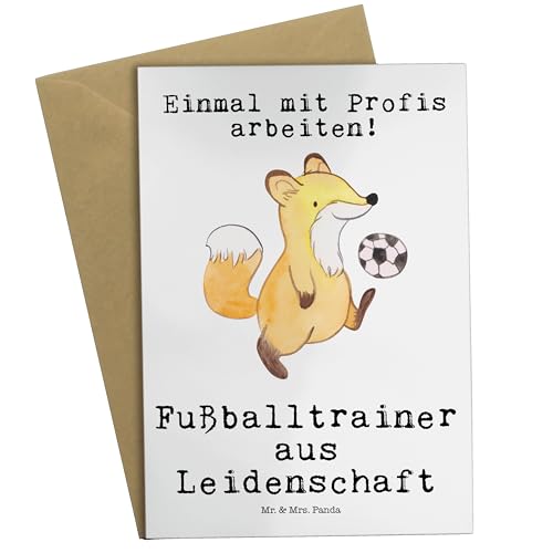 Mr. & Mrs. Panda Grußkarte Fußballtrainer Leidenschaft - Geschenk, Verein Fußball, Fußballspiel, Ansichtskarten, Klappkarte, Kollegin, von Mr. & Mrs. Panda