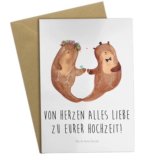 Mr. & Mrs. Panda Grußkarte Hochzeitspaar Otter - Geschenk, Hochzeitstag, Glückwunschkarte, Trauung, Klappkarte, Hochzeitsfeier, Geschenk zur von Mr. & Mrs. Panda