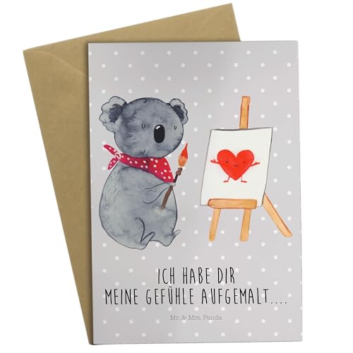 Mr. & Mrs. Panda Grußkarte Koala Künstler - Geschenk, zeichnen, Koalabär, Glückwunschkarte, Geburtstagskarte, Liebensbeweis, Klappkarte, von Mr. & Mrs. Panda