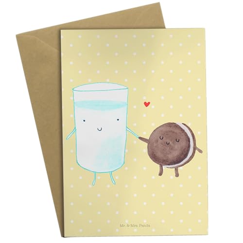 Mr. & Mrs. Panda Grußkarte Milch & Keks - Geschenk, Hochzeitskarte, Glückwunschkarte, Klappkarte, Gute Laune, Milk, Geburtstagskarte, Tiere, Cookie, von Mr. & Mrs. Panda