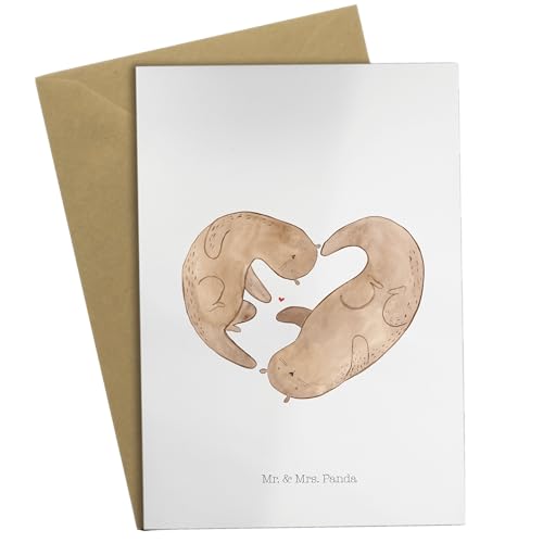 Mr. & Mrs. Panda Grußkarte Otter Herz - Geschenk, Verlobung, Liebe, Seeotter, Bessere Hälfte, Liebesbeweis, gemeinsames Leben, Einladungskarte, von Mr. & Mrs. Panda