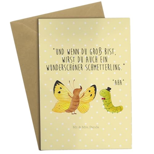 Mr. & Mrs. Panda Grußkarte Raupe & Schmetterling - Geschenk, lustige Sprüche, Tiere, Tiermotive, Hochzeitskarte, Einladungskarte, Glückwunschkarte, von Mr. & Mrs. Panda