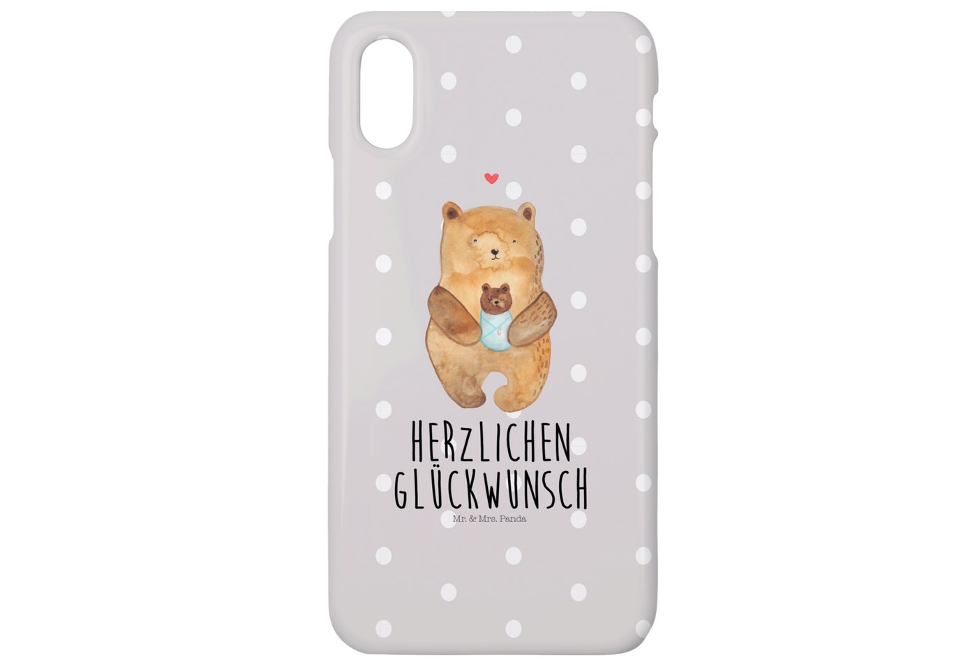 Mr. & Mrs. Panda Handyhülle Bär Baby - Grau Pastell - Geschenk, Iphone X, Handy, Geburt, Hülle, T von Mr. & Mrs. Panda